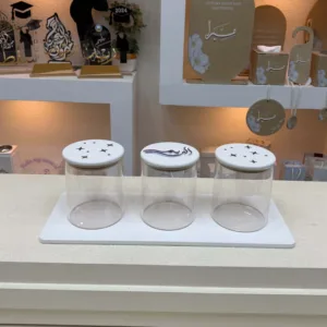 3 بوكس أكرليك دائري بصينية جلد